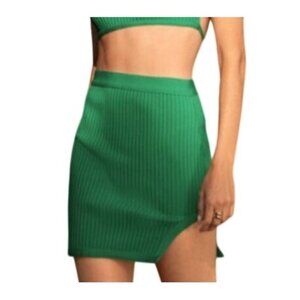 Lulus Trend Lover Green Ribbed Knit Bodycon Mini Skirt Size XL
